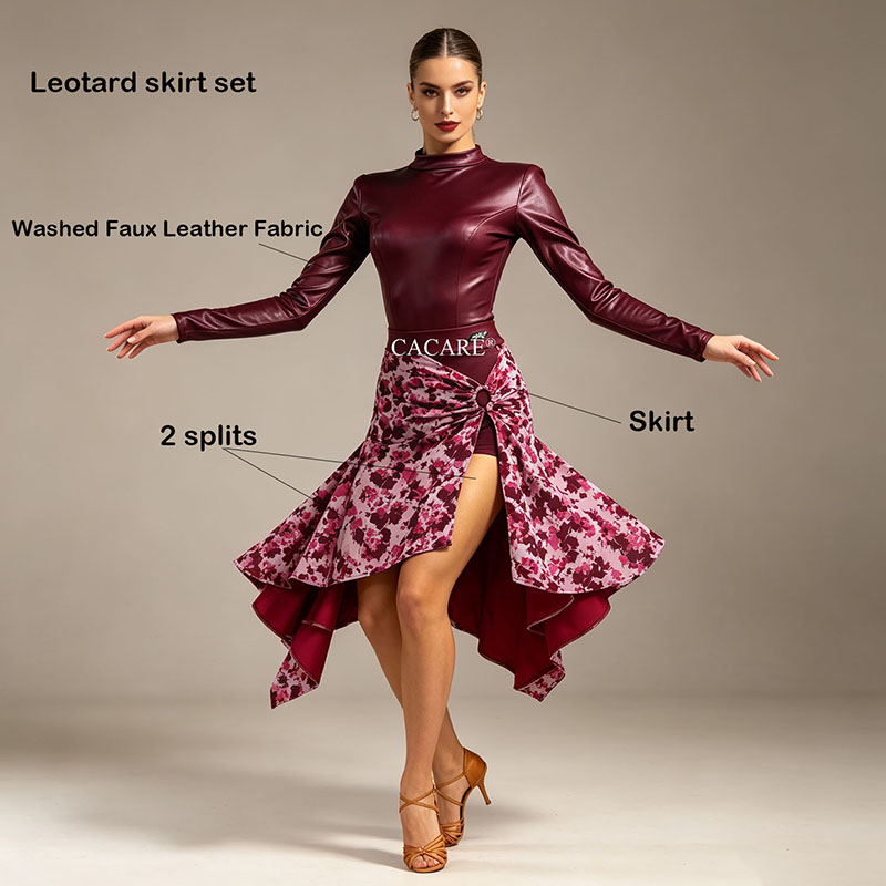 CACARE Latin Dance Dress Clothing Women Leotard Skirt Set Latina Salsa Latin Dance Competition Dresses Latin American Dropship - Image 2